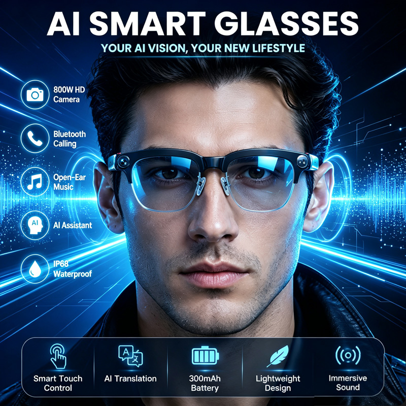 Audio Hd Music - W630 Smart Glasses 800W HD Camera