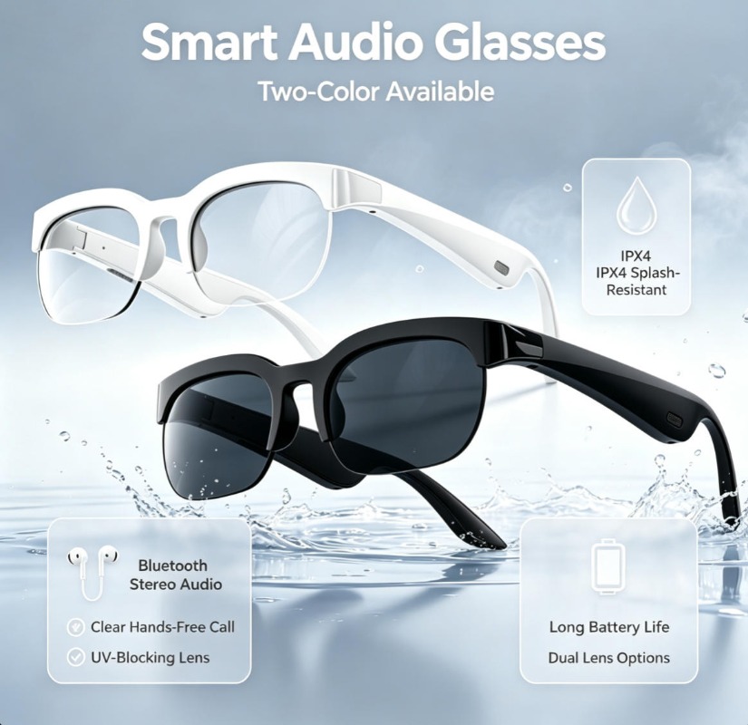Audio Music Voice - 2 Colors Smart Audio Glasses Bluetooth