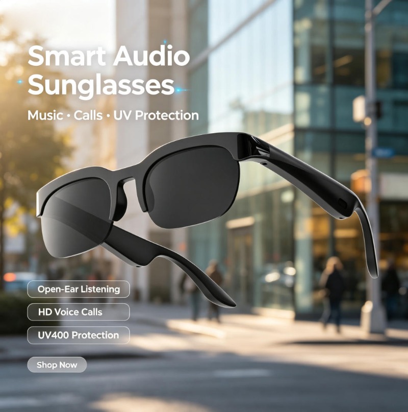 Open‑Ear Smart Audio Sunglasse - Audio Music Voice recension och pris