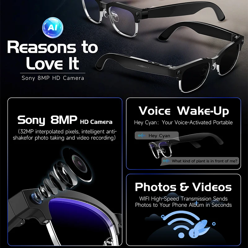 W630 Smart Glasses 800W HD Cam - Audio Hd Music recension och pris