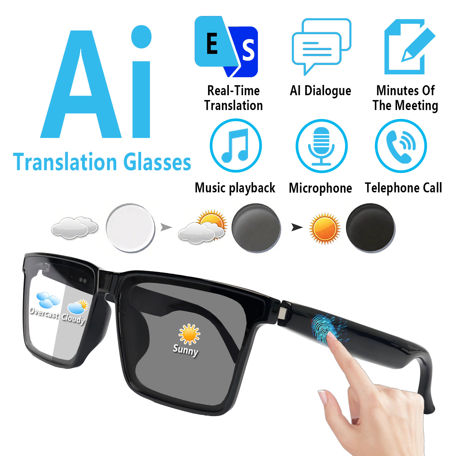 Smart Audio Glasses with Real- - Audio Music Voice recension och pris