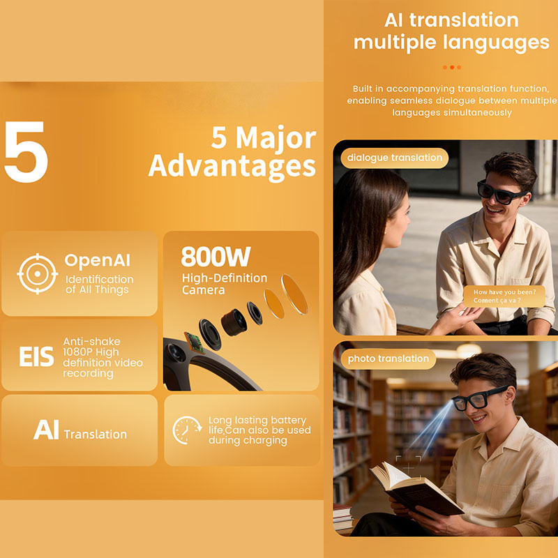 AI Smart Glasses 800W Camera A - Audio Music To Video Ai Free recension och pris